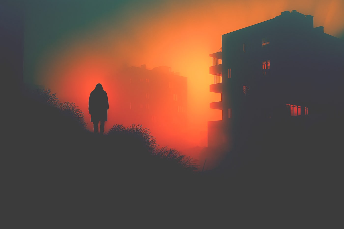 Misty dream landscape, mysterious glow, surreal neo noir art | Wall Art