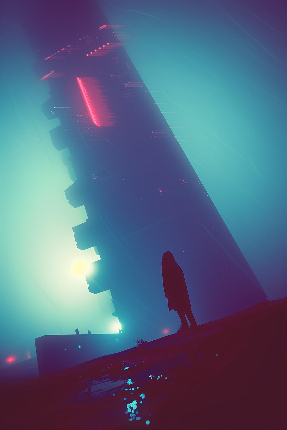 Cyberpunk tower at night, neon light, futuristic neo-noir art, Blade Runner 2049 style | Wall Art