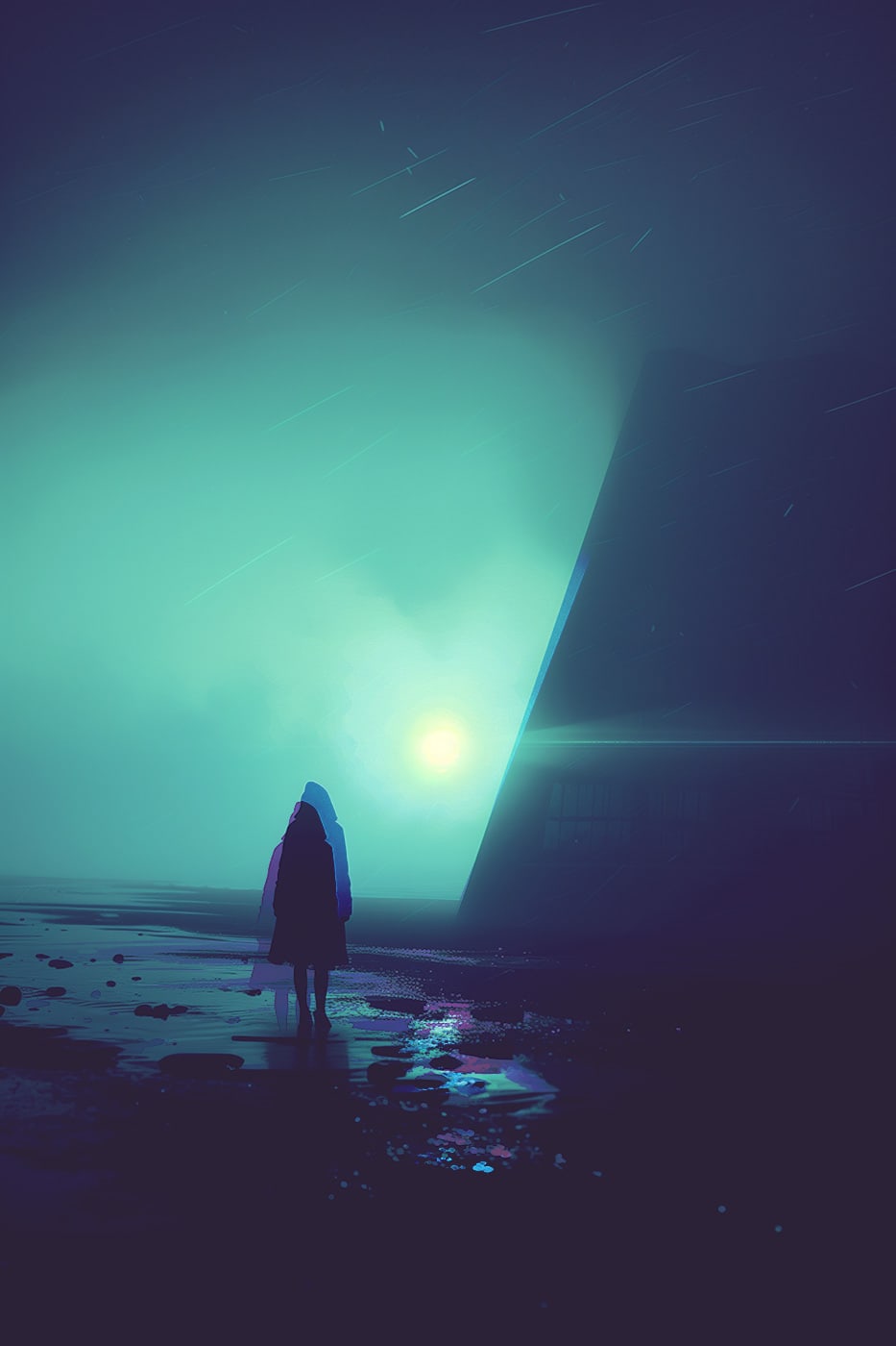 Mystical monolith in the fog • gloomy atmosphere • minimalist, AI glitch art • new media wall art | Wall Art