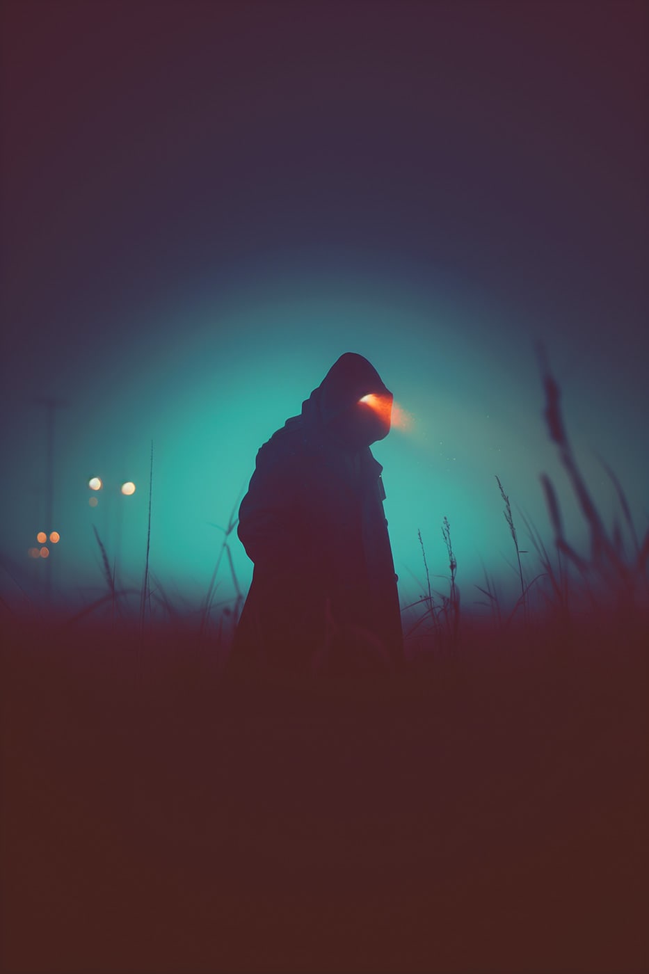 The seeker • futuristic sci-fi night scene • extraordinary new media art • modern AI wall art | Wall Art