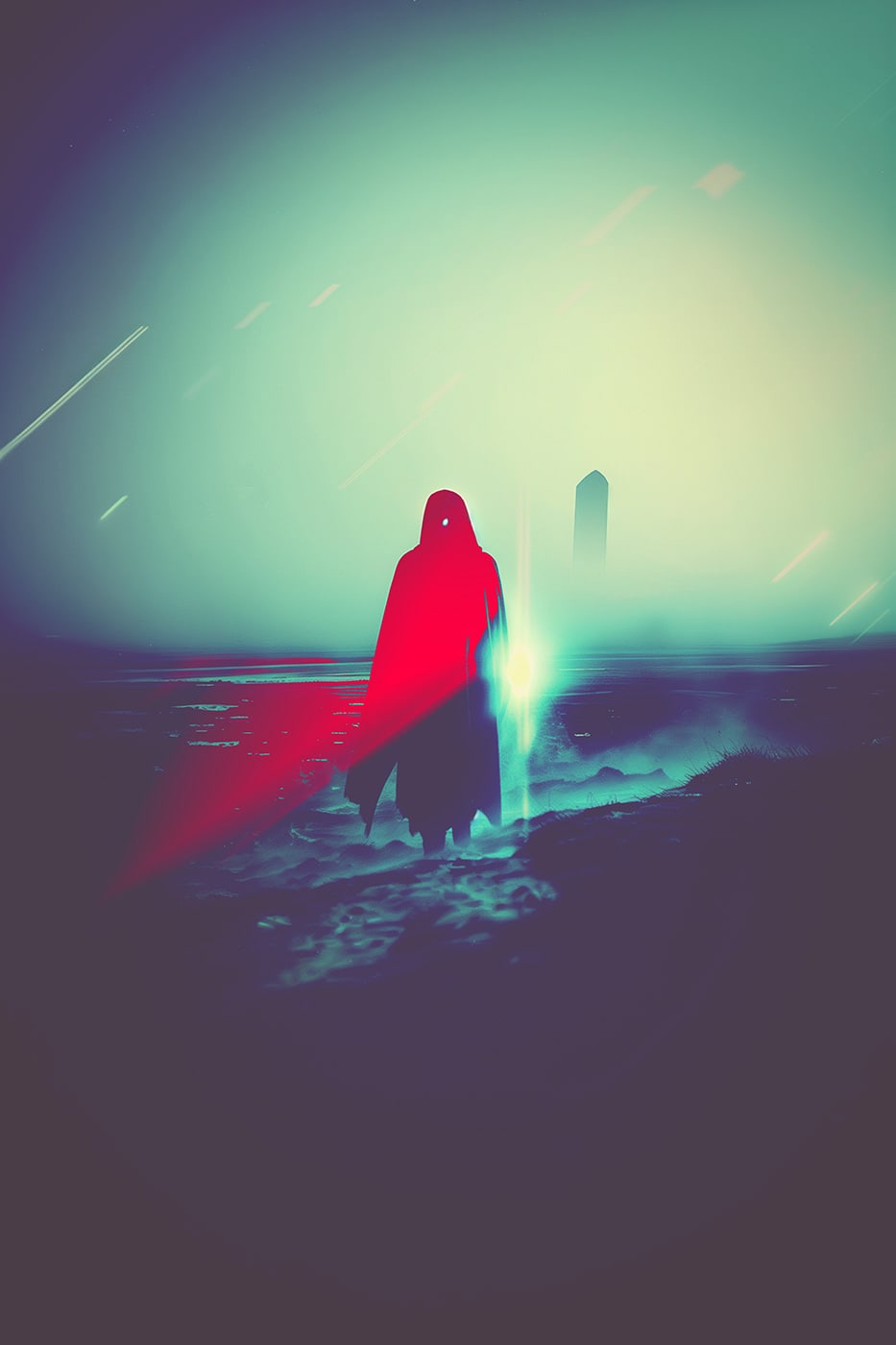 Ethereal, vast landscape • solo traveling nomad • atmospheric new media art • modern AI wall art | Wall Art