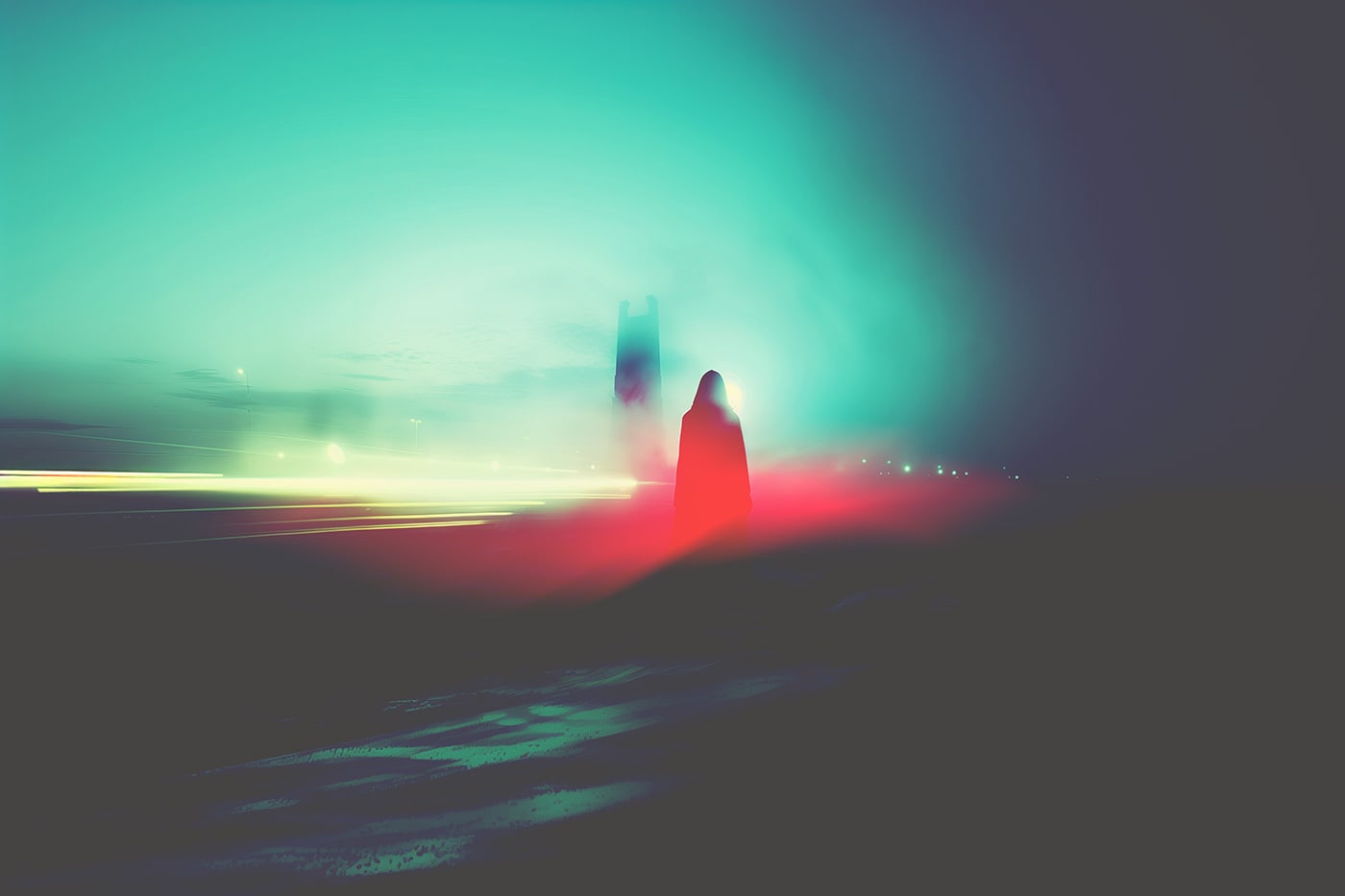 Surrealistic morning mood • long time exposure • magical lights • atmospheric new media art • modern AI wall art | Wall Art
